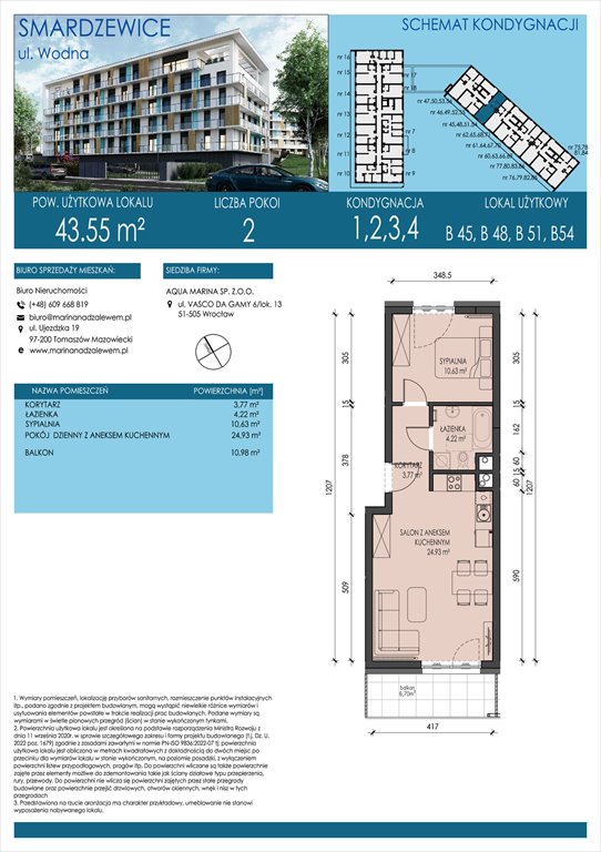 Nowe mieszkanie dwupokojowe AQUA MARINA SMARDZEWICE, WODNA  44m2 Foto 1