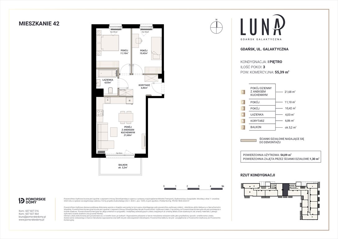 Nowe mieszkanie trzypokojowe Luna Gdańsk, Galaktyczna  54m2 Foto 1