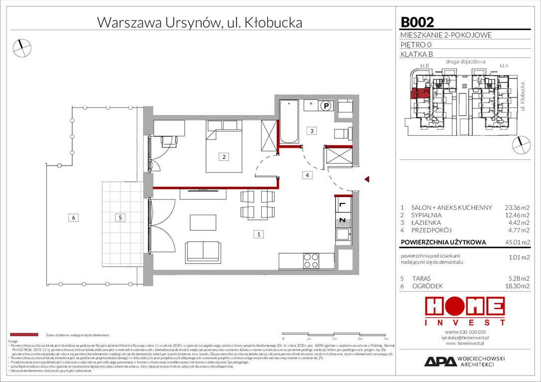 Nowe mieszkanie dwupokojowe Enklawa Ursynów Warszawa, Ursynów, ul. Kłobucka 23A  45m2 Foto 1