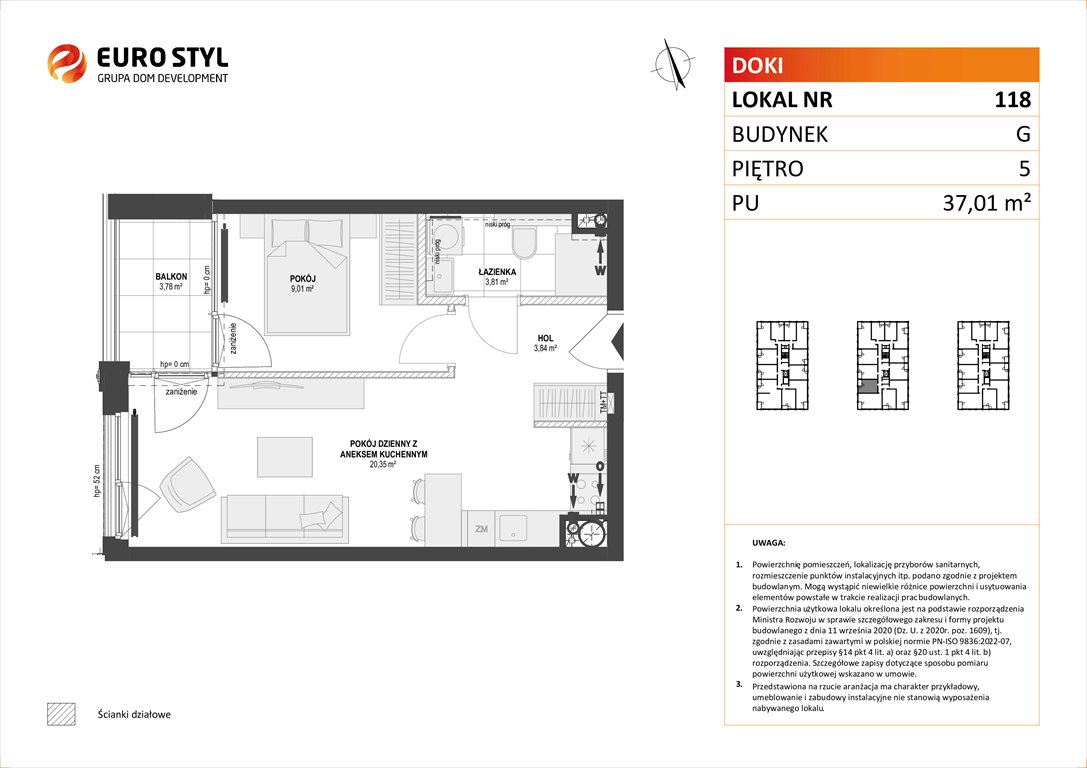 Nowe mieszkanie dwupokojowe DOKI LIVING Gdańsk, Śródmieście, ks. Jerzego Popiełuszki/Rybaki Górne  37m2 Foto 1