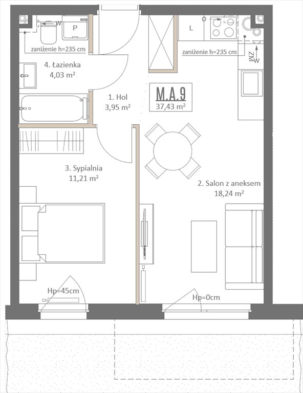 Nowe mieszkanie dwupokojowe Botanika Gdańsk, Osowa, Izydy  37m2 Foto 1