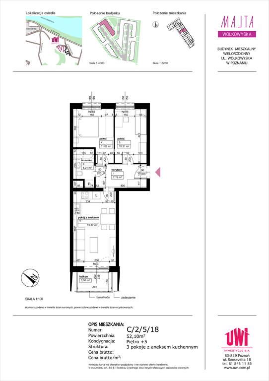 Nowe mieszkanie trzypokojowe MALTA Wołkowyska etap 3 Poznań, Rataje, ul. Klemensa Mikuły 1 i 3  52m2 Foto 1