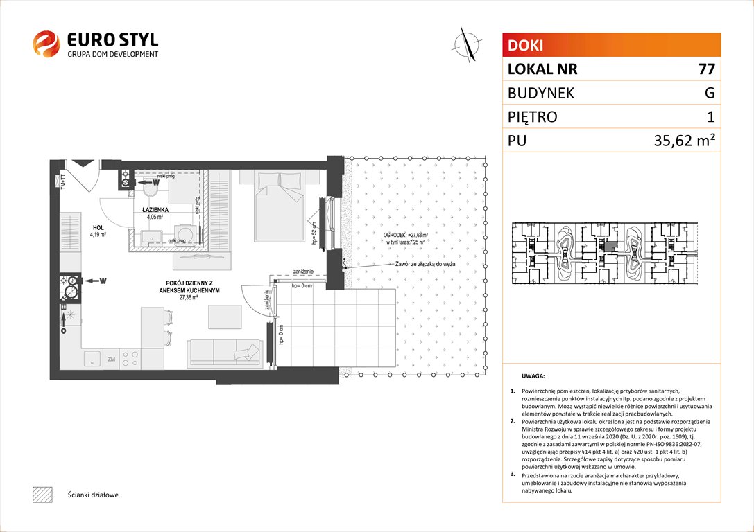 Nowa kawalerka DOKI LIVING Gdańsk, Śródmieście, ks. Jerzego Popiełuszki/Rybaki Górne  36m2 Foto 1