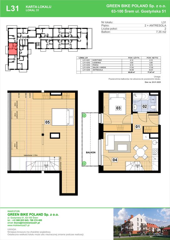 Nowe mieszkanie trzypokojowe Mickiewicza 21 Residence  Śrem, Mickiewicza 21C  66m2 Foto 1