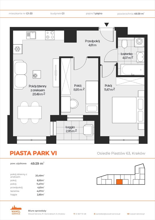 Nowe mieszkanie trzypokojowe PIASTA PARK VI Kraków, Mistrzejowice, Osiedle Piastów 63  50m2 Foto 1