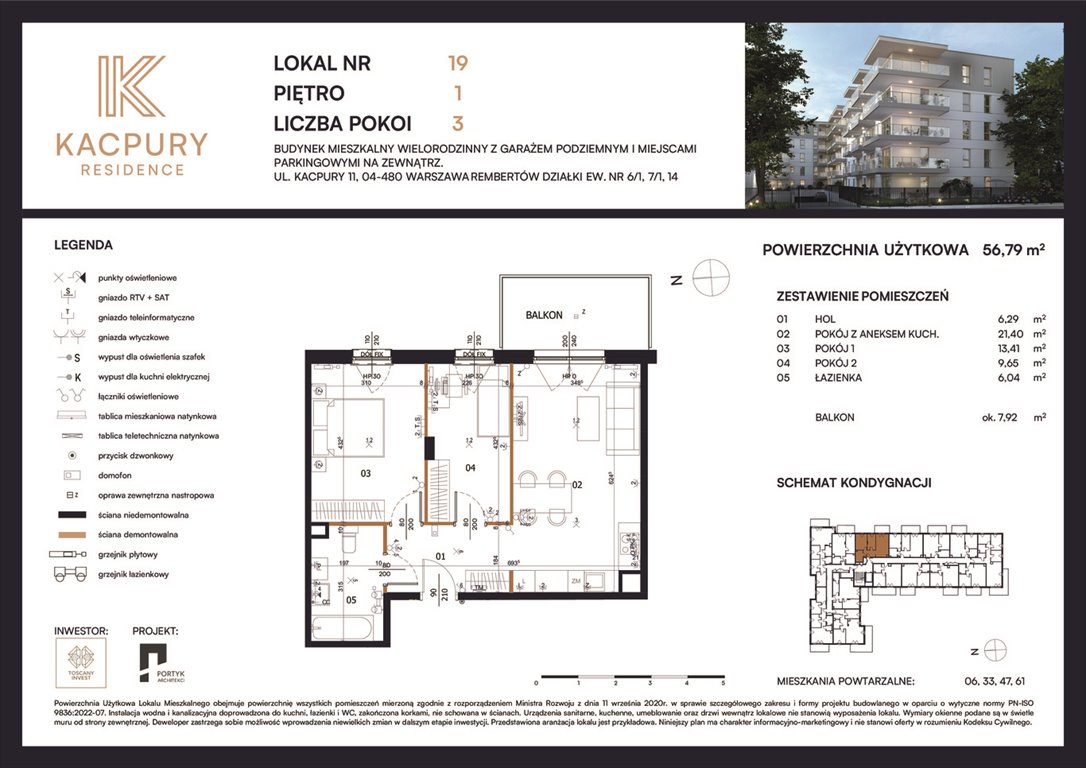 Nowe mieszkanie trzypokojowe Kacpury Residence Warszawa, Rembetów, Kacpury 11  57m2 Foto 1