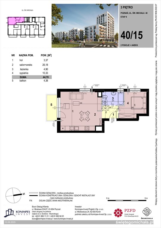 Nowe mieszkanie dwupokojowe Świętego Michała etap 2 Poznań, Komandoria, Świętego Michała 36  45m2 Foto 1