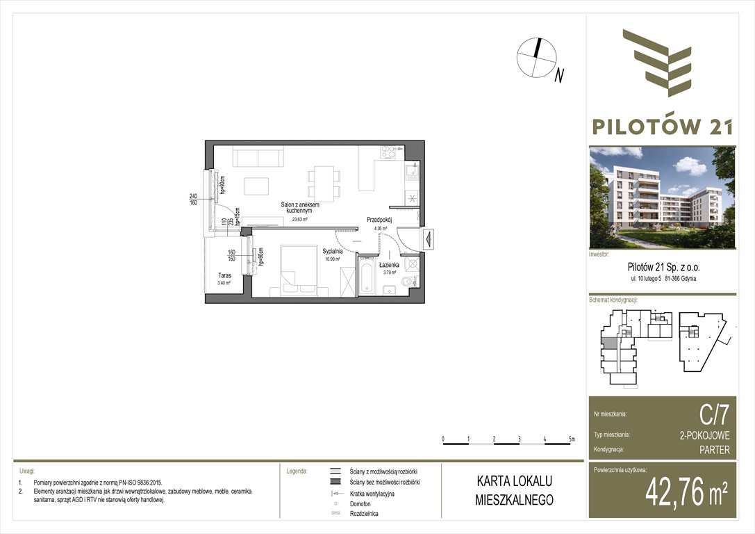 Nowe mieszkanie dwupokojowe Pilotow 21 Gdańsk, Zaspa, Pilotów 21  43m2 Foto 1