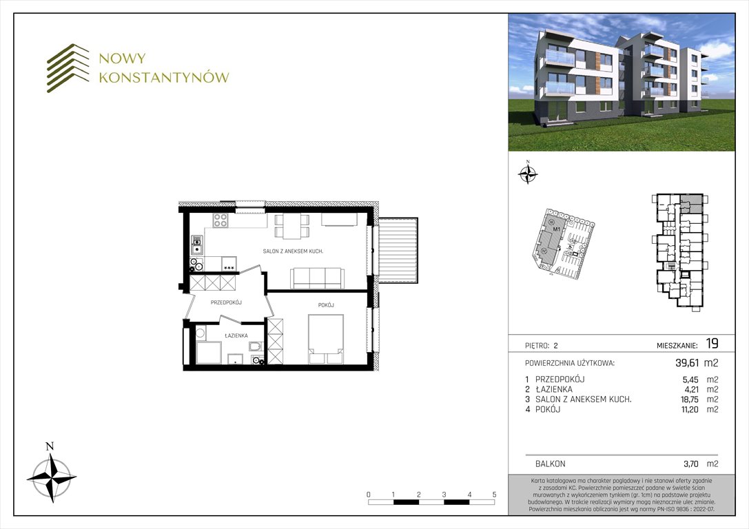Nowe mieszkanie dwupokojowe Nowy Konstantynów Konstantynów Łódzki, Kosynierów 10 B  40m2 Foto 1