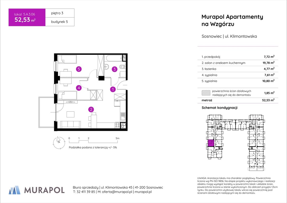 Nowe mieszkanie trzypokojowe Murapol Apartamenty na Wzgórzu Sosnowiec, ul. Klimontowska  53m2 Foto 1