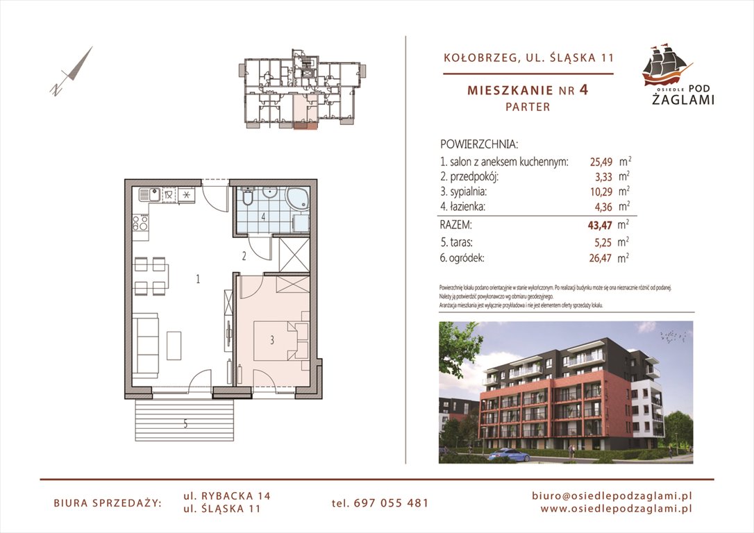 Nowe mieszkanie dwupokojowe Osiedle Pod Żaglami Kołobrzeg, Śląska 11  43m2 Foto 1