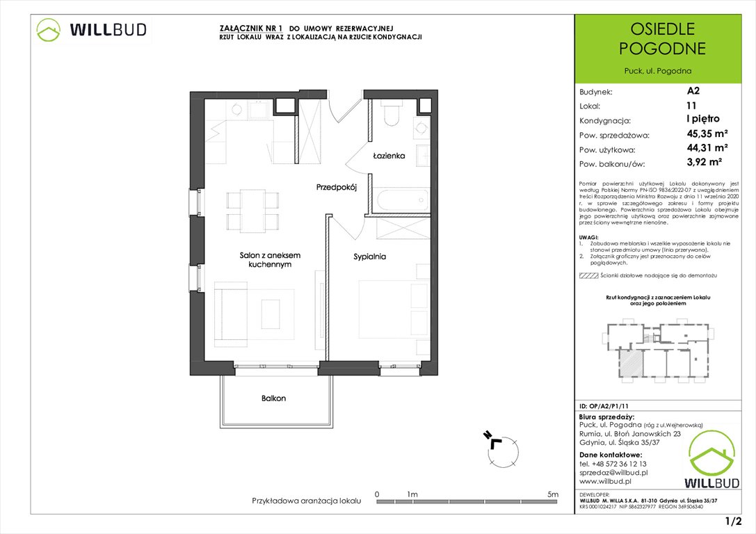 Nowe mieszkanie dwupokojowe Osiedle Pogodne w Pucku Puck, Pogodna  44m2 Foto 1