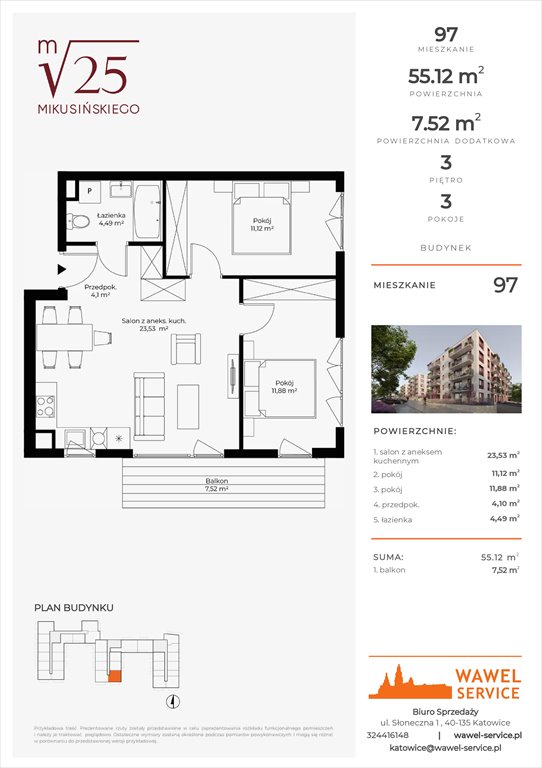 mieszkanie na sprzedaż 55m2 mieszkanie Katowice, Mikusińskiego 25