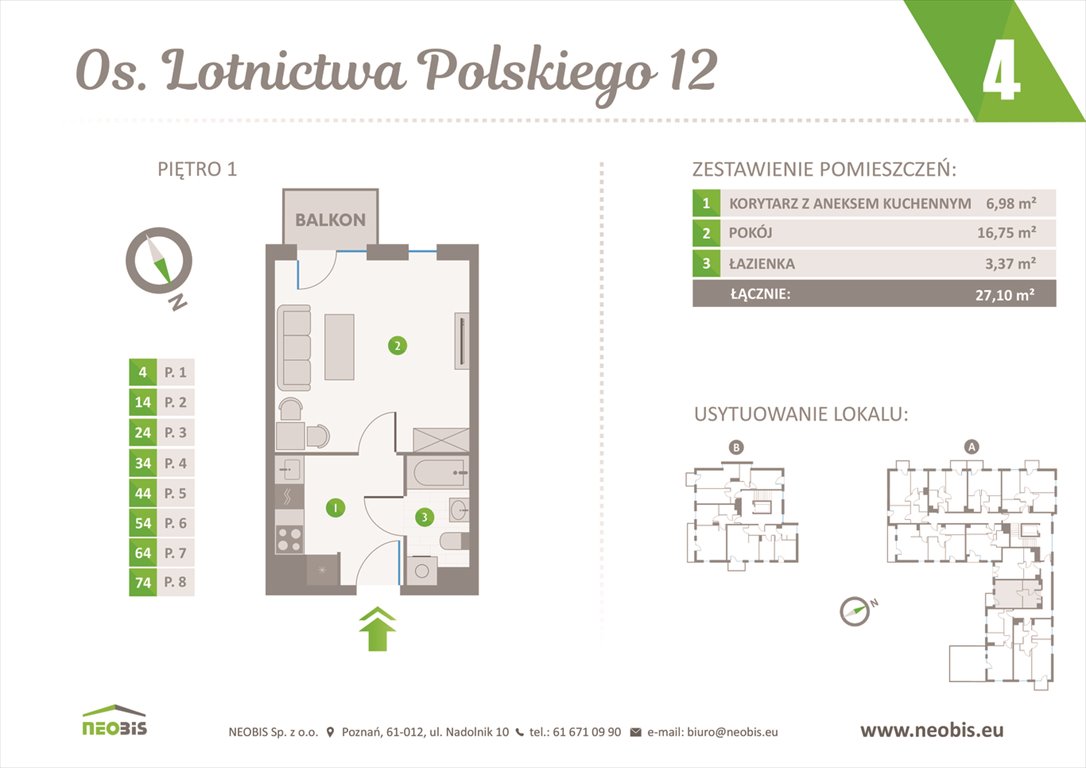 Nowa kawalerka OSIEDLE LOTNICTWA POLSKIEGO 12 W POZNANIU Poznań, Jeżyce, OS. LOTNICTWA POLSKIEGO 12  27m2 Foto 1