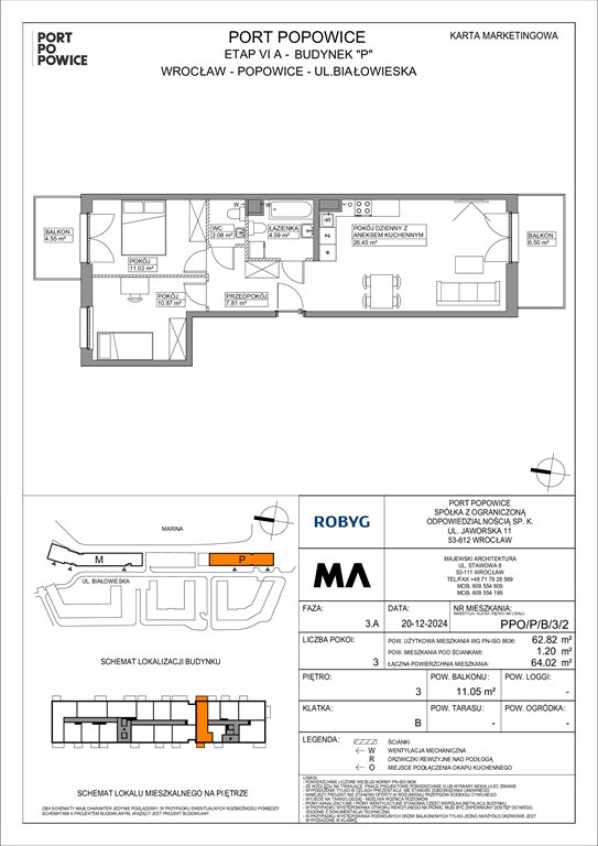 Nowe mieszkanie trzypokojowe Port Popowice Wrocław, Fabryczna, Białowieska 91a  63m2 Foto 1