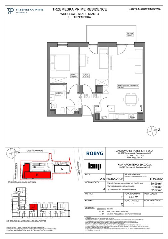 Nowe mieszkanie trzypokojowe Trzemeska Prime Residence Wrocław, Stare Miasto, Trzemeska  61m2 Foto 1