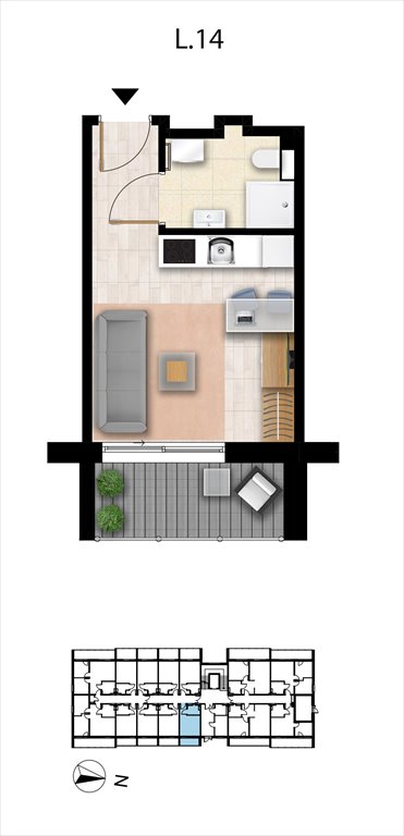 Nowa kawalerka Sunset Resort Grzybowo, Nadmorska 98 -106  21m2 Foto 1