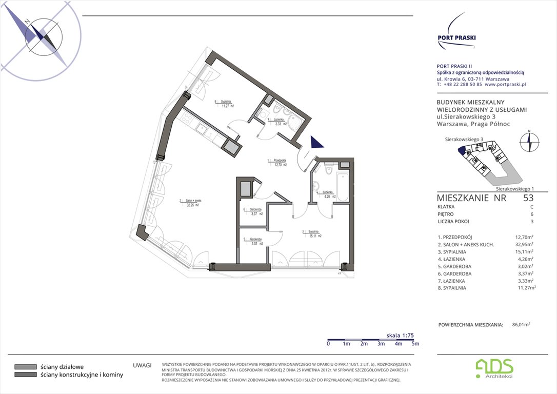 Nowe mieszkanie trzypokojowe Sierakowskiego 1 i 3 Warszawa, Praga Północ, Sierakowskiego 1-3  86m2 Foto 1