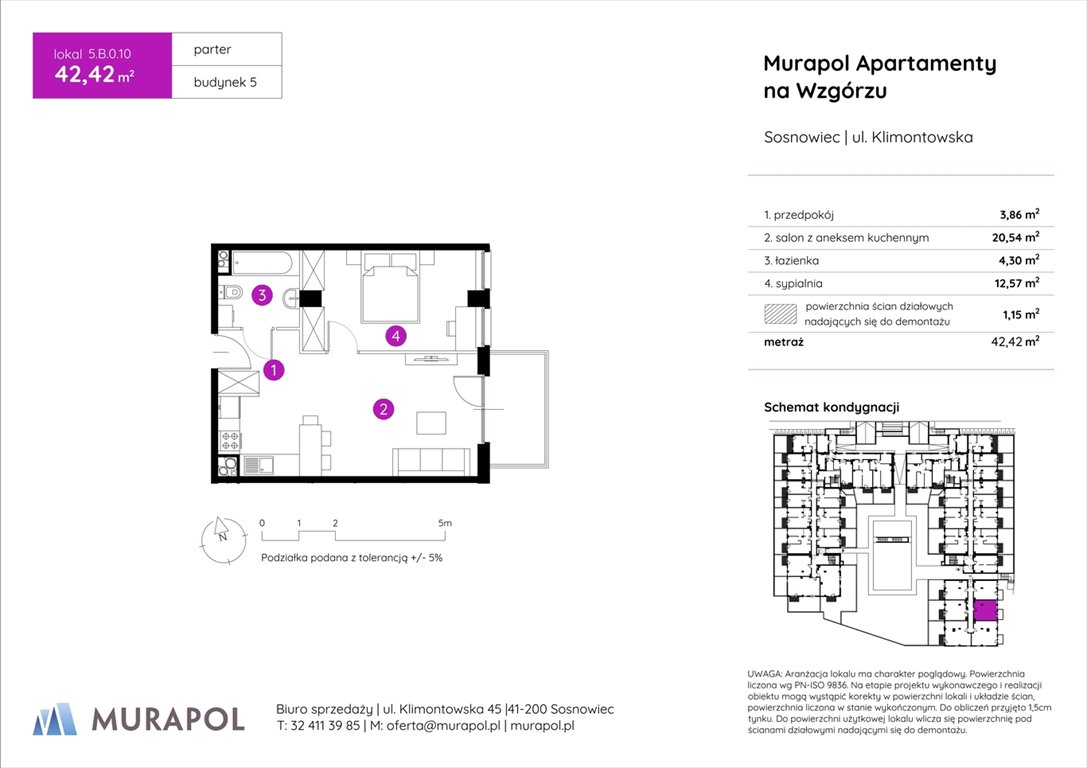 Nowe mieszkanie dwupokojowe Murapol Apartamenty na Wzgórzu Sosnowiec, ul. Klimontowska  42m2 Foto 1