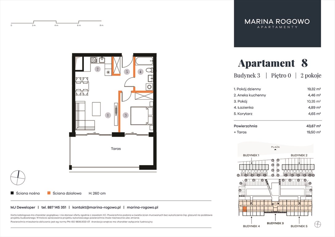 Nowe mieszkanie dwupokojowe APARTAMENTY MARINA ROGOWO Rogowo, Rogowo 65  44m2 Foto 1