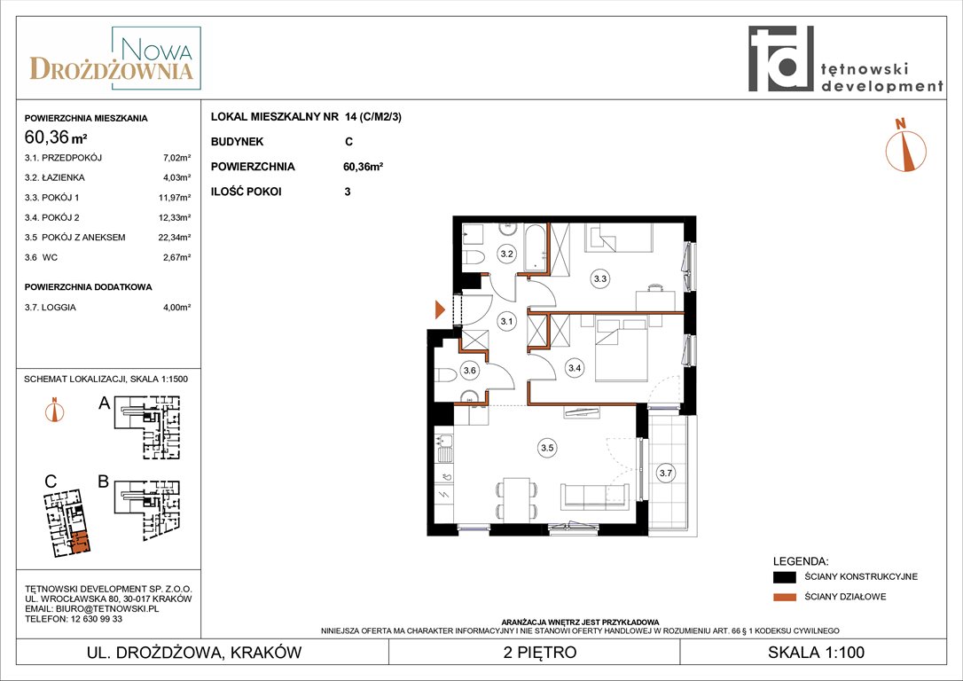 Nowe mieszkanie trzypokojowe NOWA DROŻDŻOWNIA ETAP II Kraków, Bieżanów, Drożdżowa  60m2 Foto 1