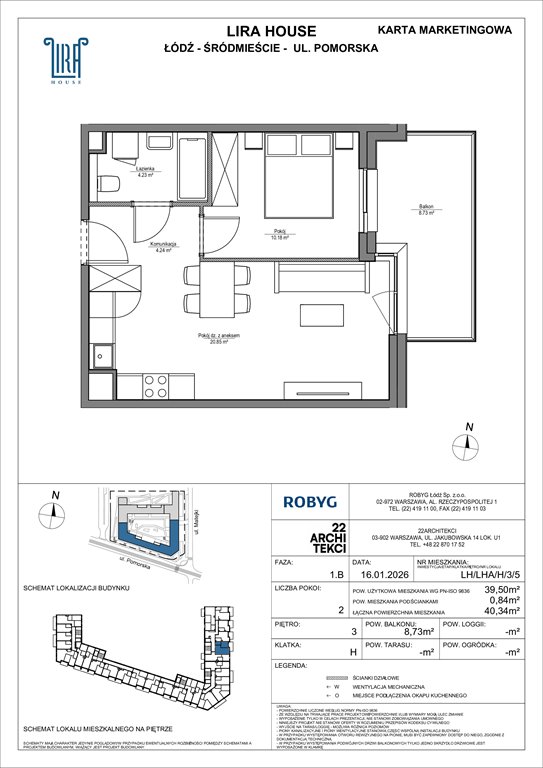 Nowe mieszkanie dwupokojowe Lira House Łódź, Pomorska 108  40m2 Foto 1