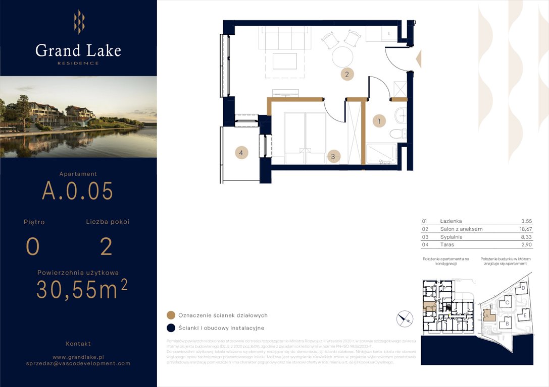 Nowe mieszkanie dwupokojowe Grand Lake Mikołajki, Kajki 124  31m2 Foto 1
