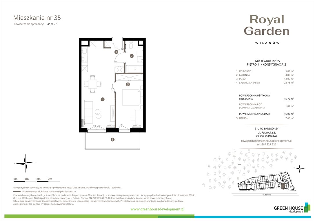 Nowe mieszkanie dwupokojowe Royal Garden Wilanów Warszawa, Wilanów, Zdrowa 2  46m2 Foto 1