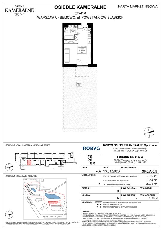 Nowa kawalerka Osiedle Kameralne etap 6 Warszawa, Powstańców Śląskich  27m2 Foto 1