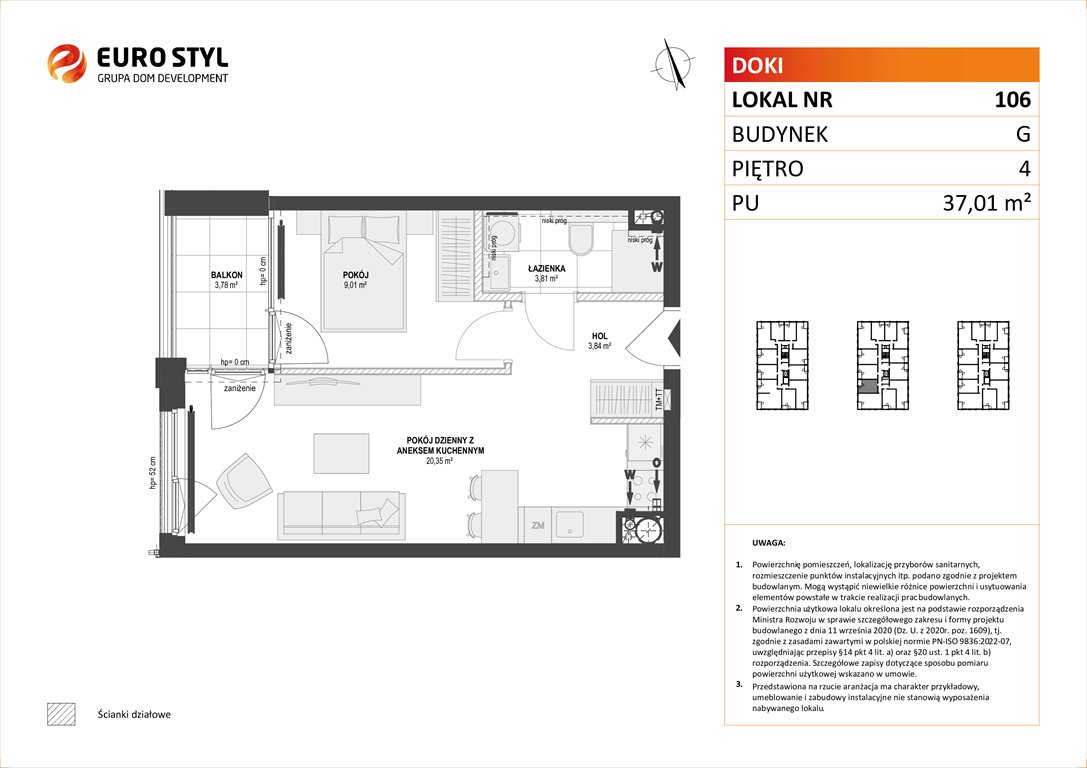 Nowe mieszkanie dwupokojowe DOKI LIVING Gdańsk, Śródmieście, ks. Jerzego Popiełuszki/Rybaki Górne  37m2 Foto 1