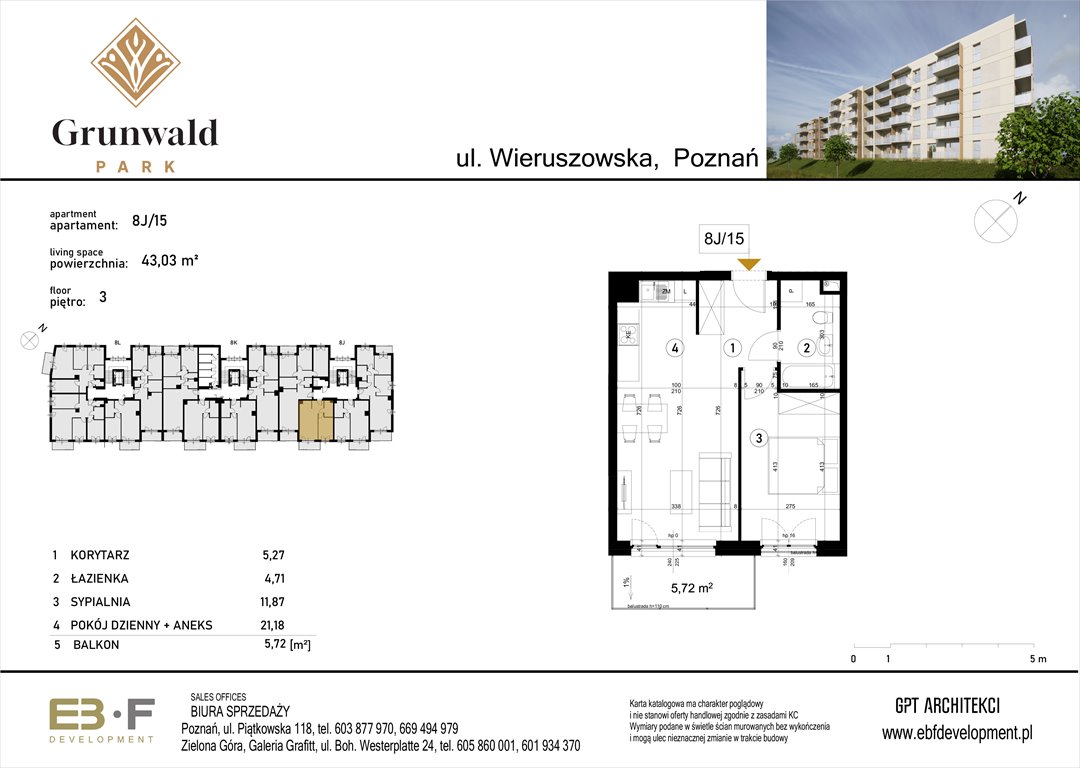 Nowe mieszkanie dwupokojowe Grunwald Park - ul. Wieruszowska 8 Poznań, Grunwald, Wieruszowska 8  43m2 Foto 1