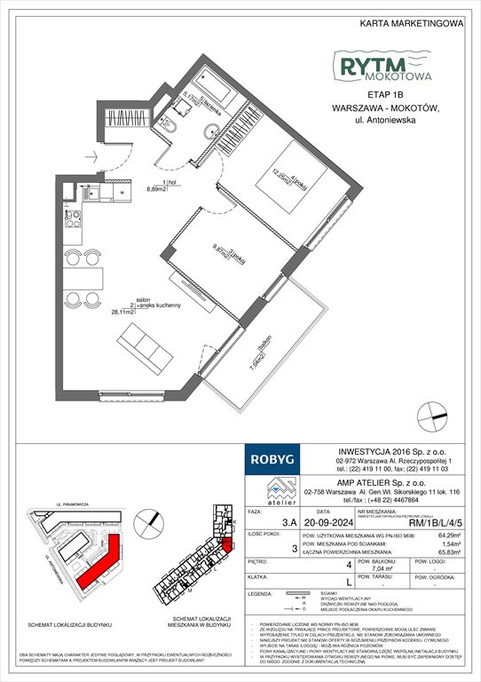 Nowe mieszkanie trzypokojowe Rytm Mokotowa Warszawa, Mokotów, Antoniewska  64m2 Foto 1