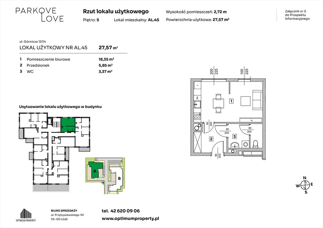 Nowa kawalerka PARKOVE LOVE Łódź, Bałuty-Doły, ul. Górnicza 12/14  28m2 Foto 1