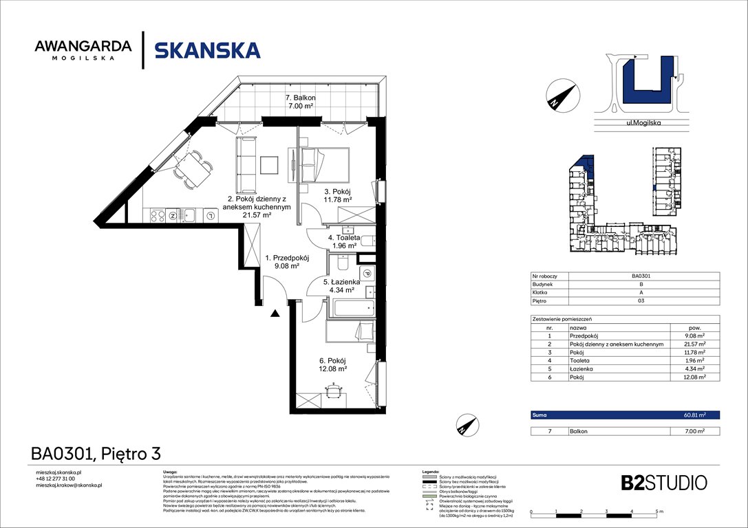 Nowe mieszkanie trzypokojowe Awangarda Mogilska Kraków, Prądnik Czerwony, Mogilska 126  61m2 Foto 1