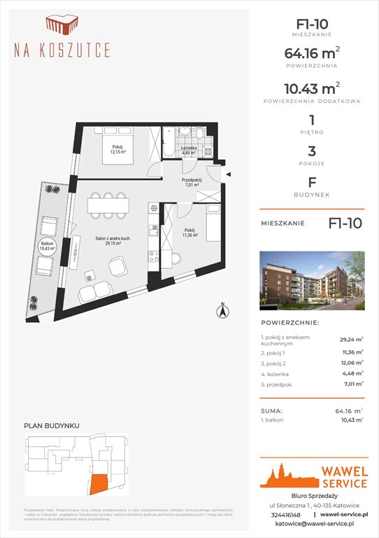 Nowe mieszkanie trzypokojowe Na Koszutce II Katowice, Słoneczna 1  64m2 Foto 1