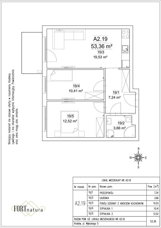 Nowe mieszkanie trzypokojowe FORT NATURA Kraków, Krowodrza, Wybickiego 5  53m2 Foto 1