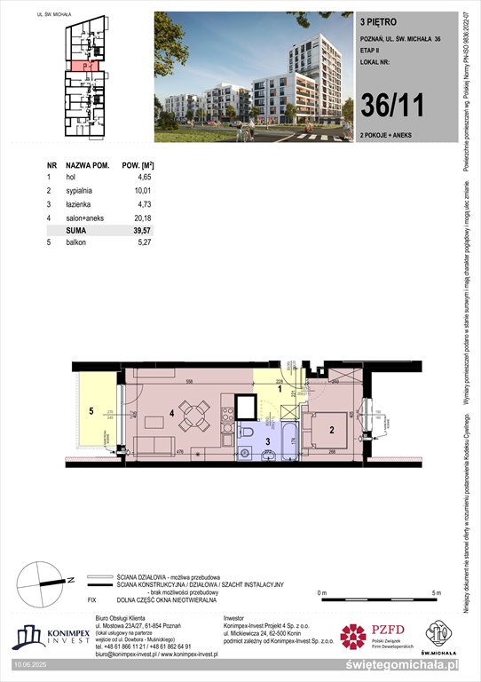 Nowe mieszkanie dwupokojowe Świętego Michała etap 2 Poznań, Komandoria, Świętego Michała 36  40m2 Foto 1