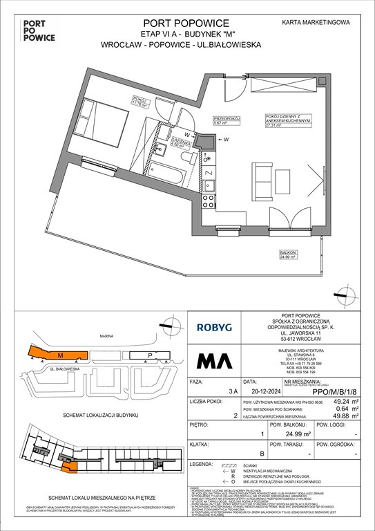 Nowe mieszkanie dwupokojowe Port Popowice Wrocław, Fabryczna, Białowieska 91a  49m2 Foto 1