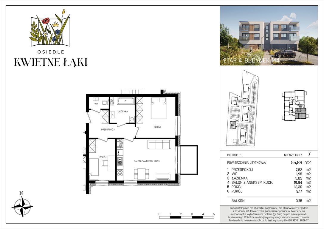 Nowe mieszkanie trzypokojowe Osiedle Kwietne Łąki Poddębice, Targowa 17  57m2 Foto 1