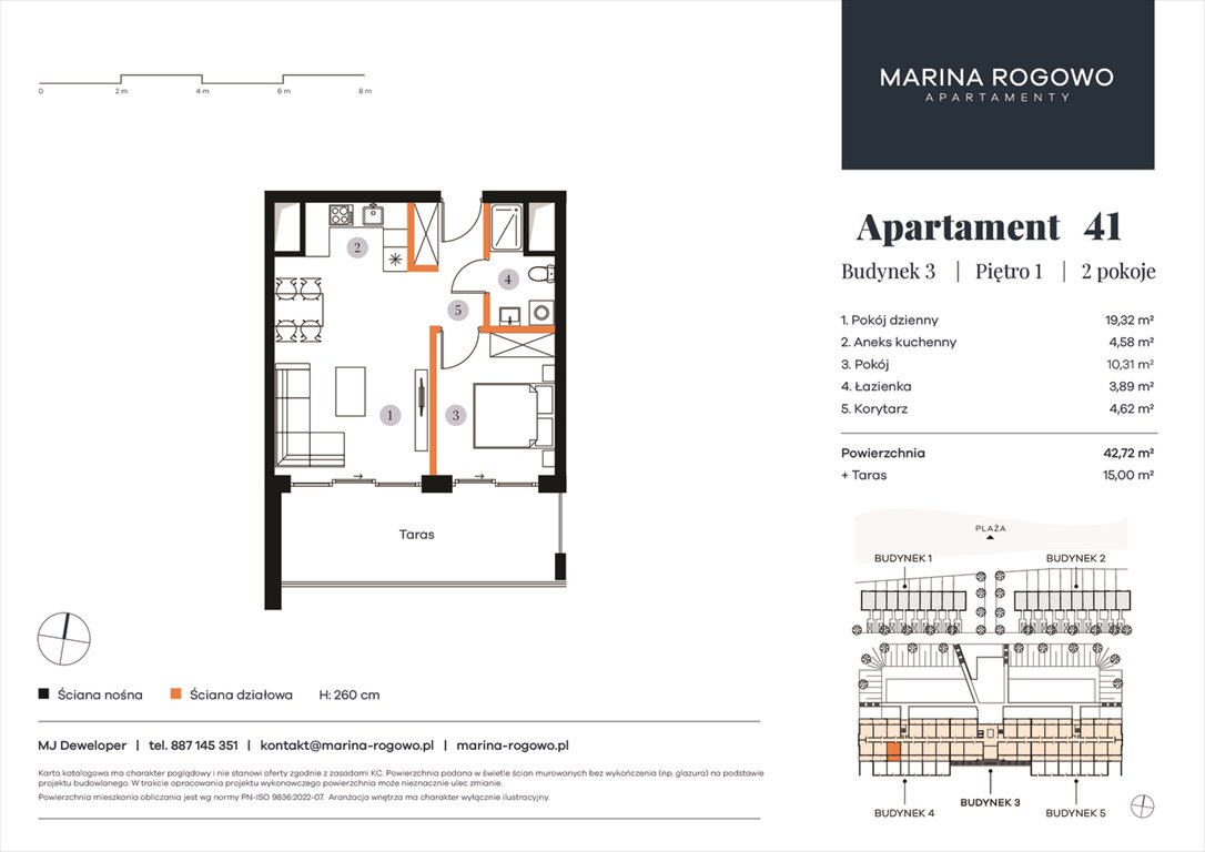 Nowe mieszkanie dwupokojowe APARTAMENTY MARINA ROGOWO Rogowo, Rogowo 65  43m2 Foto 1