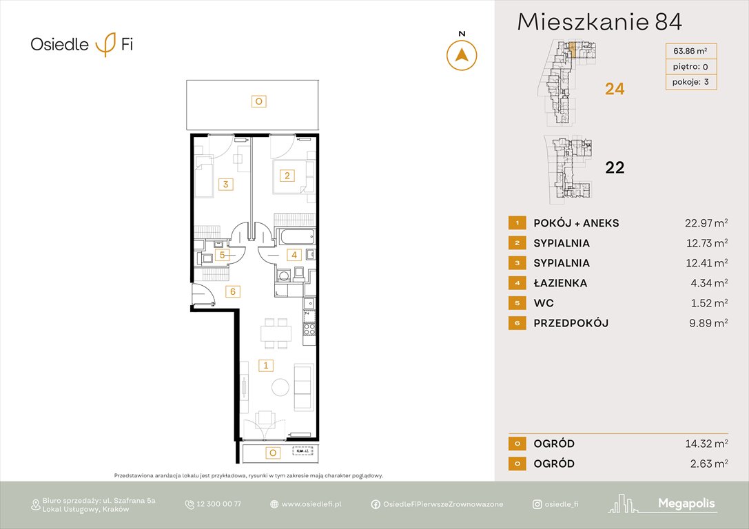Nowe mieszkanie trzypokojowe Osiedle FI 3 Kraków, Podgórze, Rzemieślnicza 22-24  64m2 Foto 1