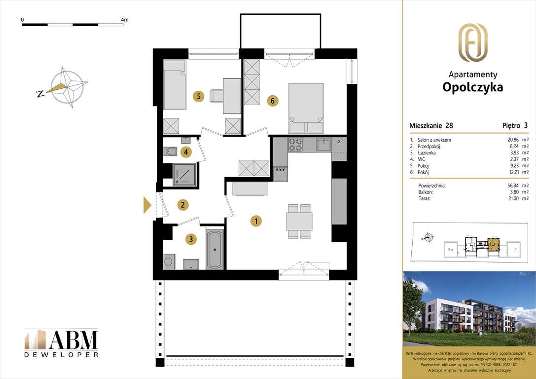 Nowe mieszkanie trzypokojowe APARTAMENTY OPOLCZYKA Łódź, Widzew, Opolczyka 16  57m2 Foto 1