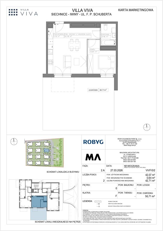 Nowe mieszkanie dwupokojowe VILLA VIVA Wrocław, Iwiny, ul. Franza Petera Schuberta  42m2 Foto 1