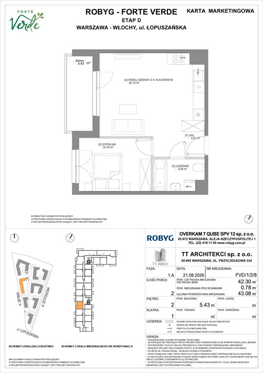 Nowe mieszkanie dwupokojowe Forte Verde Warszawa, Włochy, Łopuszańska 28  42m2 Foto 1