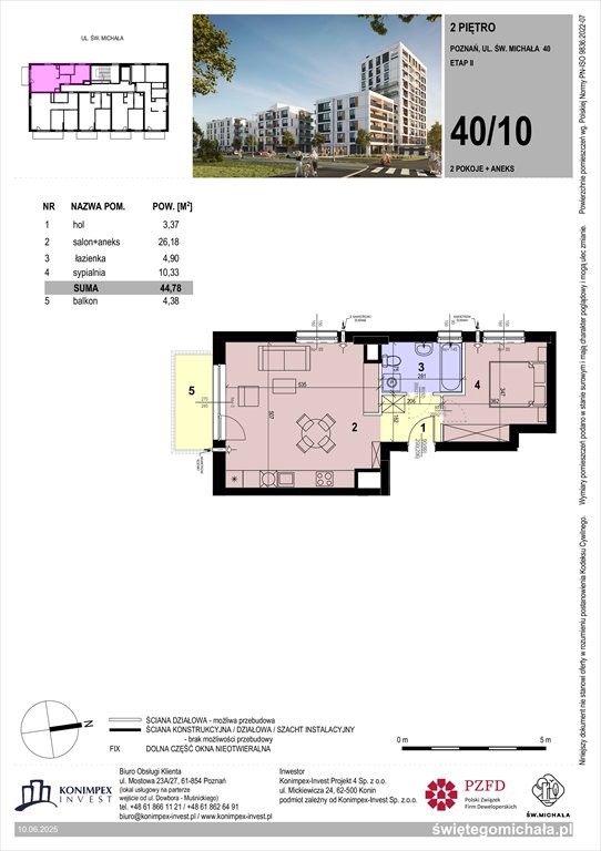 Nowe mieszkanie dwupokojowe Świętego Michała etap 2 Poznań, Komandoria, Świętego Michała 36  45m2 Foto 1