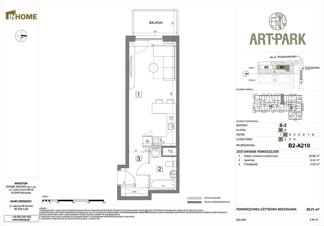Nowa kawalerka ArtPark Łódź, Polesie, Wołowa 4A  30m2 Foto 1