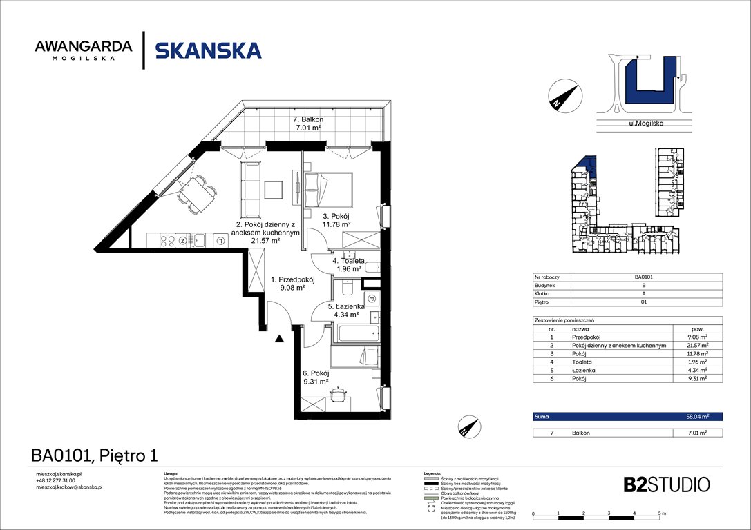 Nowe mieszkanie trzypokojowe Awangarda Mogilska Kraków, Prądnik Czerwony, Mogilska 126  58m2 Foto 1