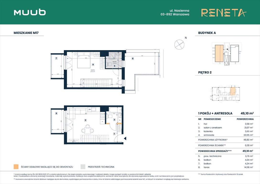 Nowe mieszkanie dwupokojowe RENETA Warszawa, Włochy, Nasienna 11  49m2 Foto 1