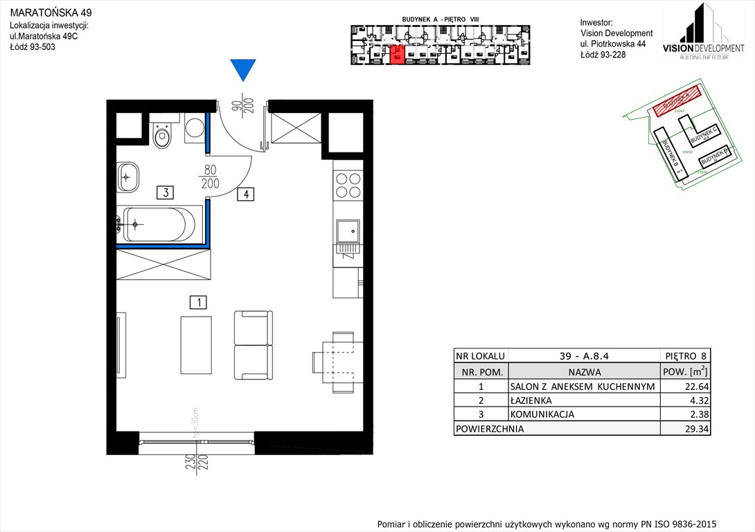 Nowa kawalerka Maratońska 49 Nowa Retkinia  Łódź, Retkinia, Maratońska 49C  29m2 Foto 1