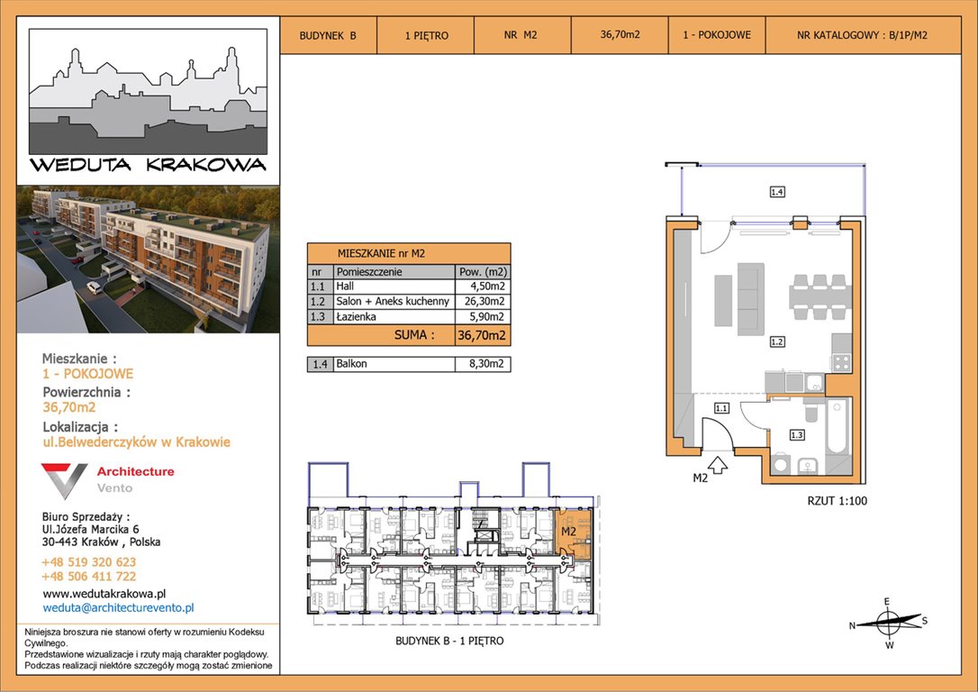 Nowa kawalerka Weduta Krakowa Budynek B Kraków, Krowodrza, Papierni Prądnickich 48  36m2 Foto 1